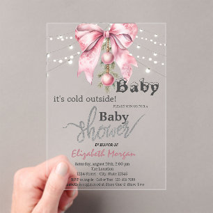 Het is koud buiten Boog Ballen Lichtjes Baby Showe Acryl Uitnodigingen