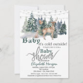 Het is koud buiten bos rendier babyshower kaart (Voorkant)