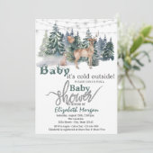 Het is koud buiten bos rendier babyshower kaart (Staand voorkant)