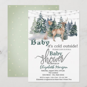 Het is koud buiten bos rendier babyshower kaart