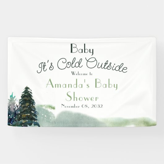 Het is Koud Buiten Bosbos Baby shower Spandoek (Horizontaal)