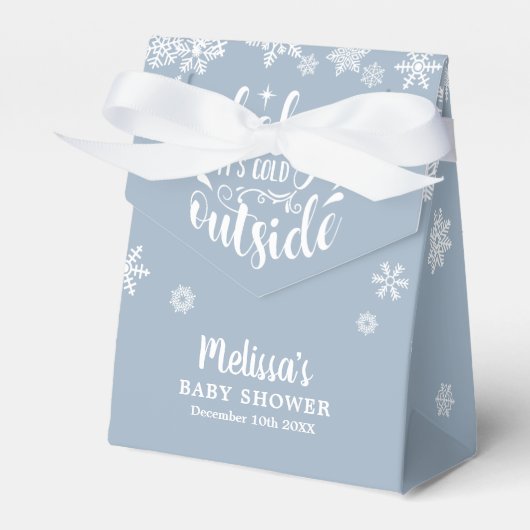 Het is koud buiten, Boy Blue Winter Baby Shower Bedankdoosjes (Voorkant Zijde)