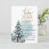 Het is Koud Buiten Cadeau Baby shower Kaart (Staand voorkant)