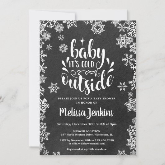 Het is koud buiten Chalkboard Winter Baby shower Kaart (Voorkant)