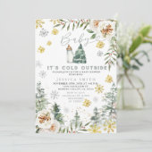 Het is koud buiten Christmas Floral Baby shower Kaart (Staand voorkant)