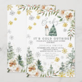 Het is koud buiten Christmas Floral Baby shower Kaart (Voorkant / Achterkant)