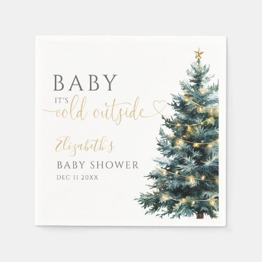 Het is koud buiten de winter kerst Baby shower Servet (Voorkant)