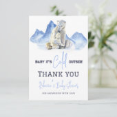 Het is koud buiten de winter Polar Beer Baby showe Bedankkaart (Staand voorkant)