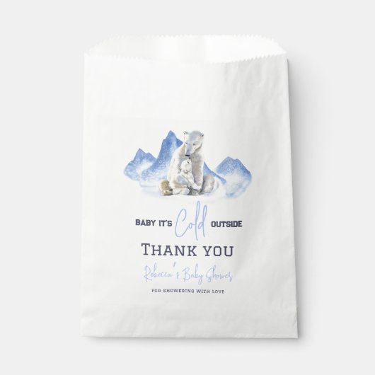 Het is koud buiten de winter Polar Beer Baby showe Bedankzakje (Voorkant)