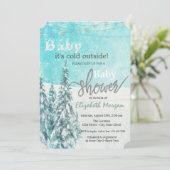 Het is koud buiten dennenboom bos babyshower kaart (Staand voorkant)