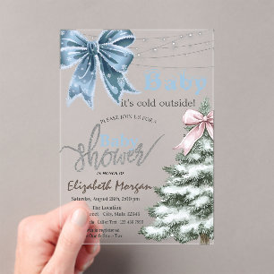 Het is koud buiten dennentak baby shower acryl uitnodigingen