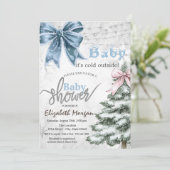 Het is koud buiten dennentak baby shower kaart (Staand voorkant)