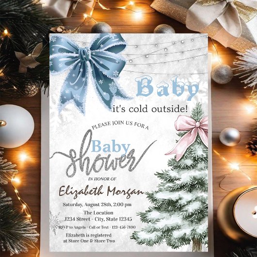 Het is koud buiten dennentak baby shower kaart