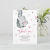 Het is koud buiten Elephant Winter Girl Baby showe Bedankkaart (Staand voorkant)