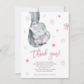 Het is koud buiten Elephant Winter Girl Baby showe Bedankkaart (Voorkant)