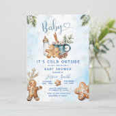 Het is koud buiten Gingerbread Cookie Baby shower Kaart (Staand voorkant)