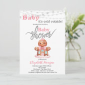 Het is koud buiten Gingerbread Meisje Baby shower Kaart (Staand voorkant)