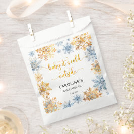 Het is koud buiten Golden Snowflakes Baby Bedankzakje