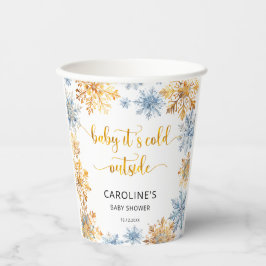 Het is koud buiten Golden Snowflakes Baby Papieren Bekers