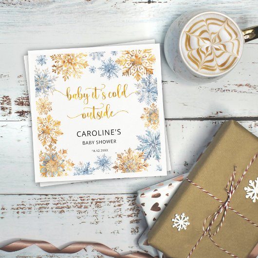 Het is koud buiten Golden Snowflakes Baby Servet