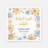 Het is koud buiten Golden Snowflakes Baby Servet (Voorkant)