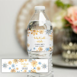 Het is koud buiten Golden Snowflakes Baby Waterfles Etiket