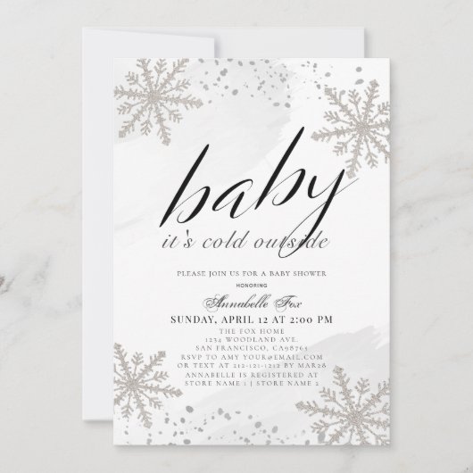 Het is Koud Buiten Grijs Waterverf Baby shower Kaart (Voorkant)