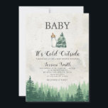 Het is koud buiten het Baby shower Kaart<br><div class="desc">EDITABLE Forest It's Cold Outside Christmas Baby shower Invitation Elegant Rustic Winter Forest Adventure Baby shower Party Kerstboom Rustieke Natuur Uitnodigen</div>