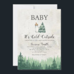 Het is koud buiten het Baby shower Kaart<br><div class="desc">EDITABLE Forest It's Cold Outside Christmas Baby shower Invitation Elegant Rustic Winter Forest Adventure Baby shower Party Kerstboom Rustieke Natuur Uitnodigen</div>