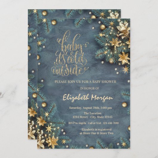 Het is Koud Buiten het Baby shower van de Boom van Kaart (Voorkant / Achterkant)