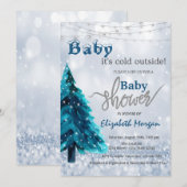 Het is koud buiten het Baby shower van de boompenk Kaart (Voorkant / Achterkant)