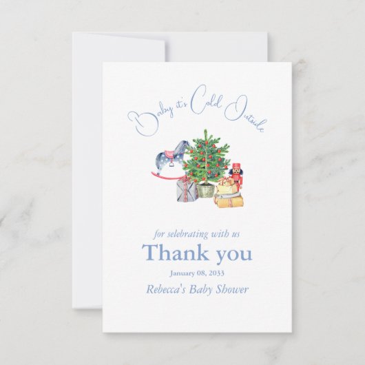 Het is koud buiten het Baby shower van de kerstboo Bedankkaart (Voorkant)
