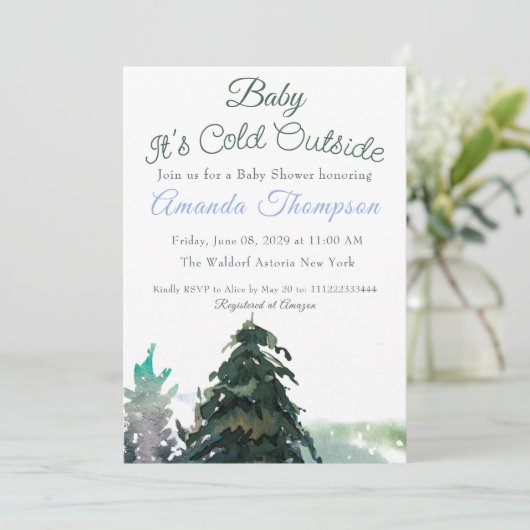 Het is koud buiten het Baby shower van de kerstboo Kaart (Staand voorkant)