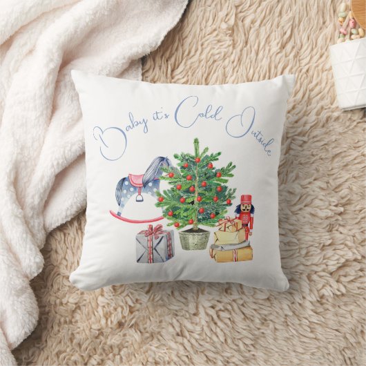 Het is koud buiten het Baby shower van de kerstboo Kussen (Deken)