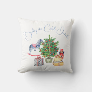 Het is koud buiten het Baby shower van de kerstboo Kussen