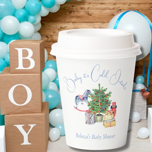 Het is koud buiten het Baby shower van de kerstboo Papieren Bekers