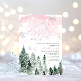 Het is koud buiten het Baby shower van het winterr Kaart