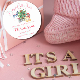 Het is koud buiten het Baby shower van het winterr Ronde Sticker