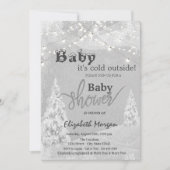 Het is koud buiten het winterbos grijs Baby shower Kaart (Voorkant)