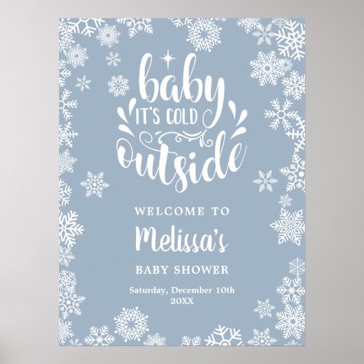 Het is koud buiten jongen Winter baby shower welko Poster (Voorkant)