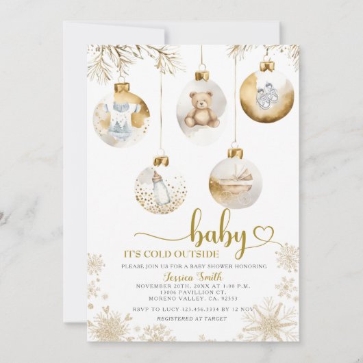 Het is koud buiten kerst ornament Baby shower Kaart (Voorkant)