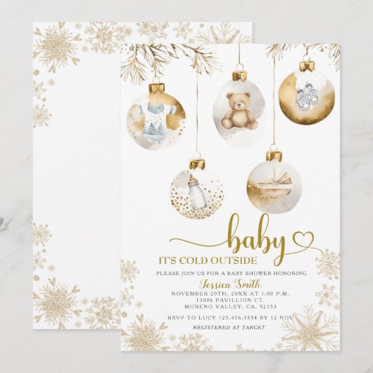Het is koud buiten kerst ornament Baby shower Kaart (Voorkant / Achterkant)