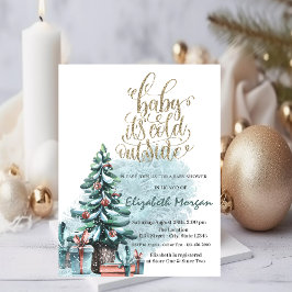 Het is koud buiten Kerstboom cadeaus Baby Shower   Kaart