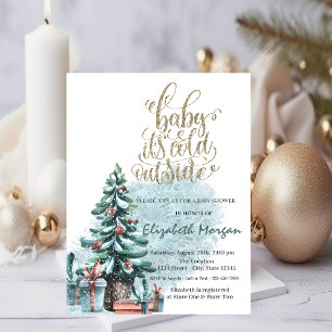 Het is koud buiten Kerstboom cadeaus Baby Shower   Kaart