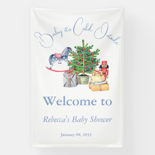 Het is koud buiten kerstboomblauw Baby shower Spandoek (Verticaal)