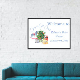 Het is koud buiten kerstboomblauw Baby shower Spandoek