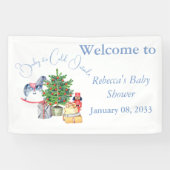 Het is koud buiten kerstboomblauw Baby shower Spandoek (Horizontaal)