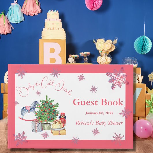 Het is koud buiten kerstroze Baby shower van een m Gastenboek