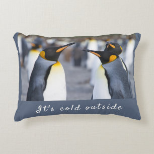 Het is koud buiten King Penguin foto met tekst Accent Kussen
