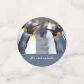 Het is koud buiten King Penguin foto met tekst Confetti (Kleine voorkant)
